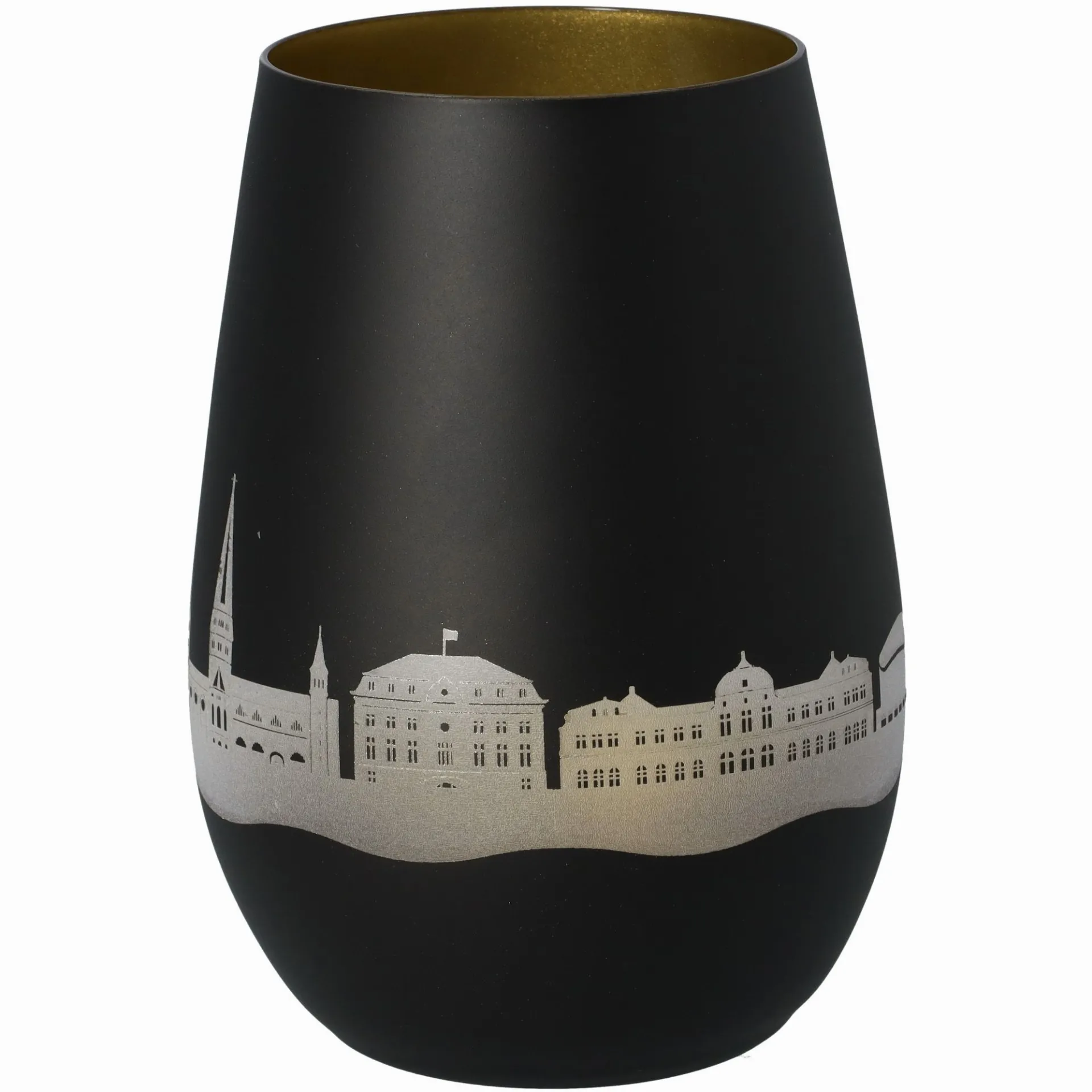 Windlicht Skyline Bonn Schwarz/Gold