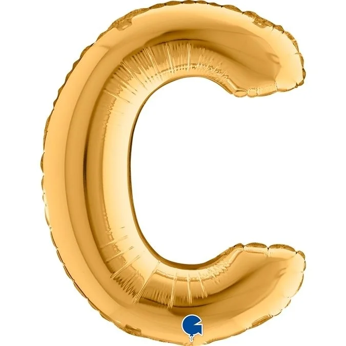 Luftballon, Goldfarbener Buchstabe C, C-Buchstabe, Goldfarbener Dekorballon, Ballong mit Buchstabe C