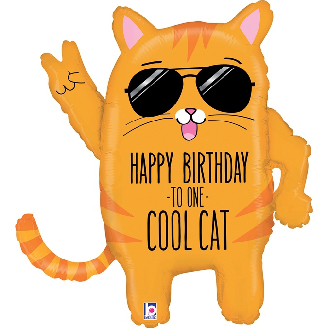 Folienballon Happy Birthday "Cool Cat" 85cm Folienballon Happy Birthday "Cool Cat" 85cm