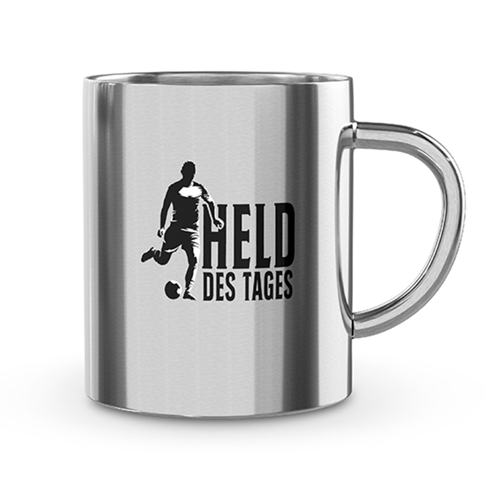 Thermo Becher "Held des Tages" Pokal, Person, Getränk, Kaffee, Kaffeetasse