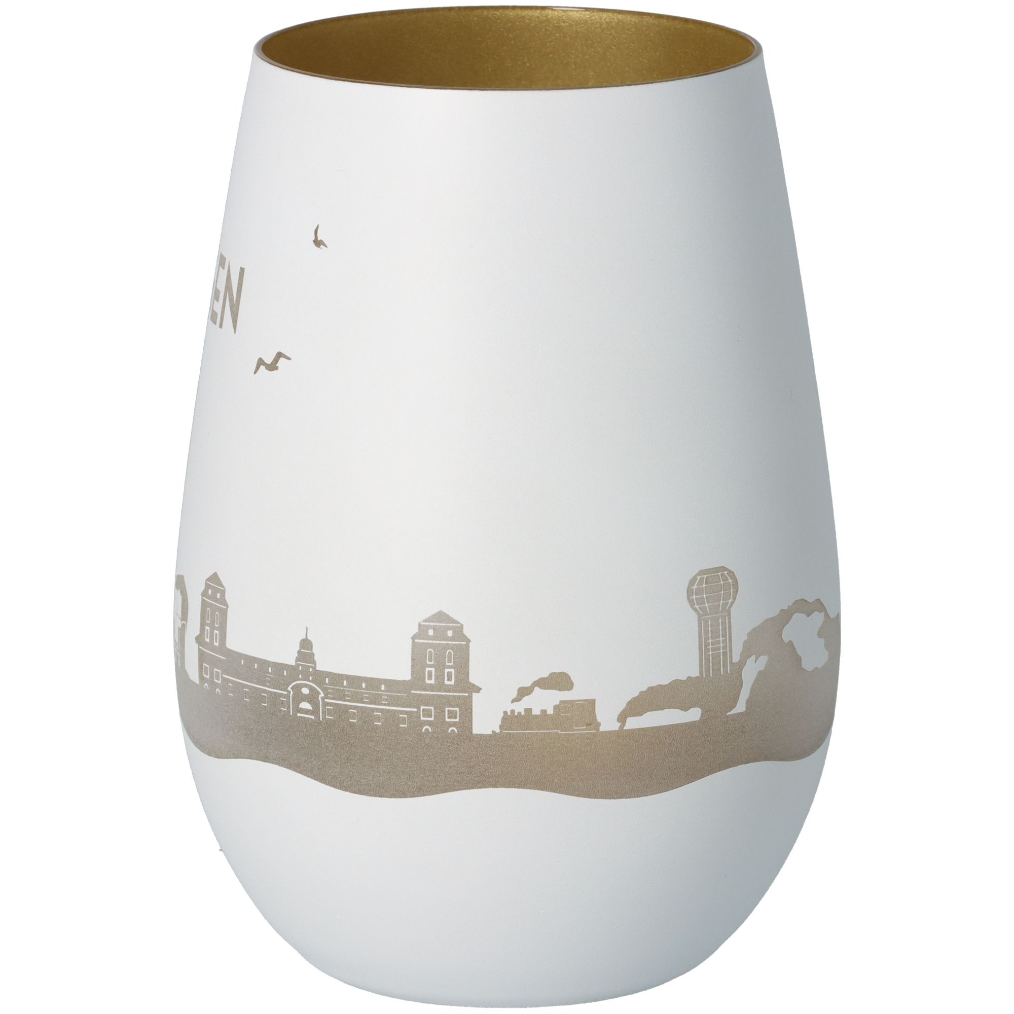 Windlicht Skyline Rügen Weiß/Gold Windlicht Skyline Rügen Weiß/Gold