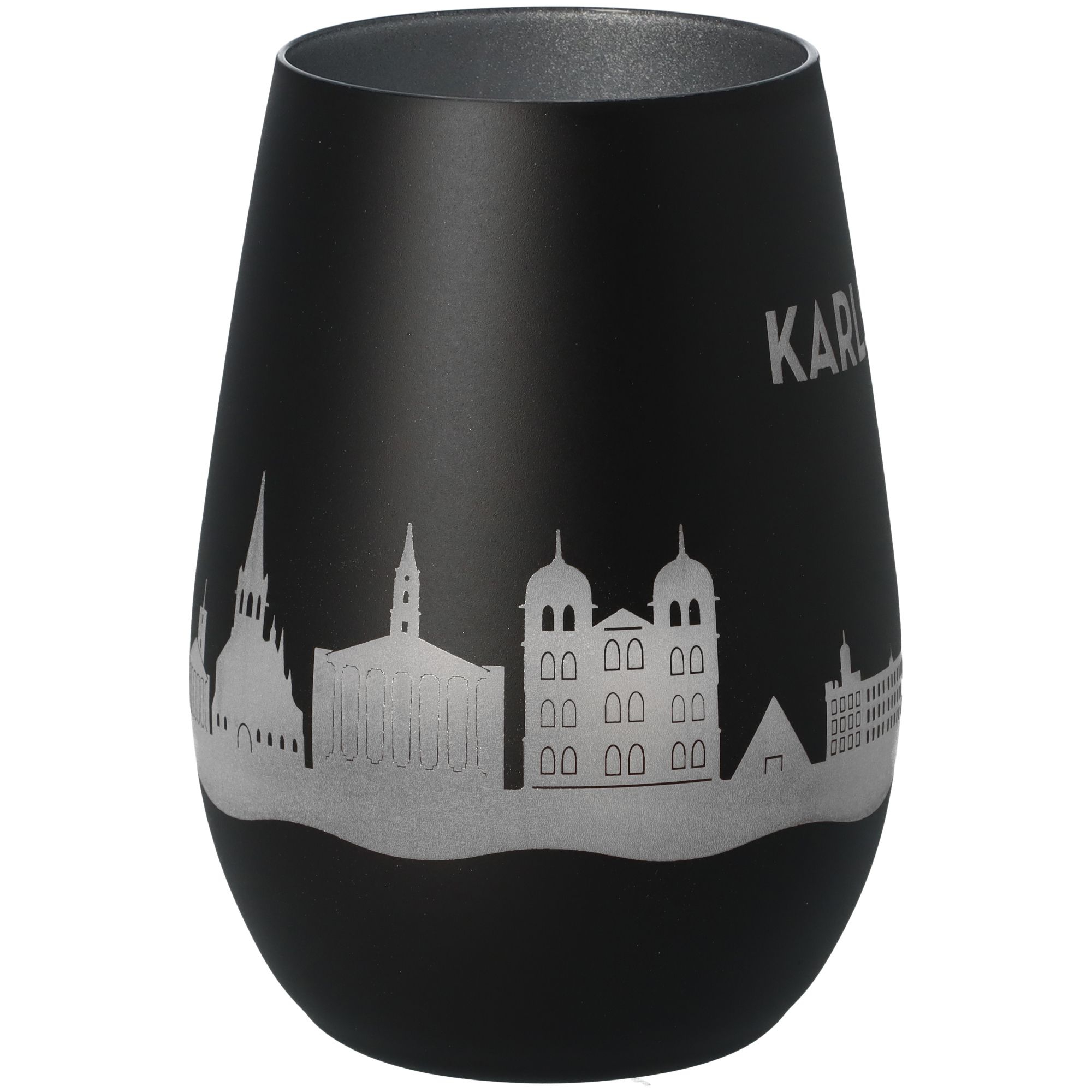 Windlicht Skyline Karlsruhe Schwarz/Silber Windlicht Skyline Karlsruhe Schwarz/Silber