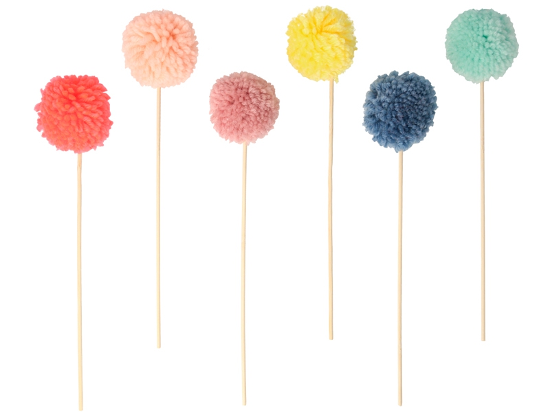 Meri Meri - 6 Cake Topper "Pompoms", bunt Meri Meri - 6 Cake Topper "Pompoms", bunt
