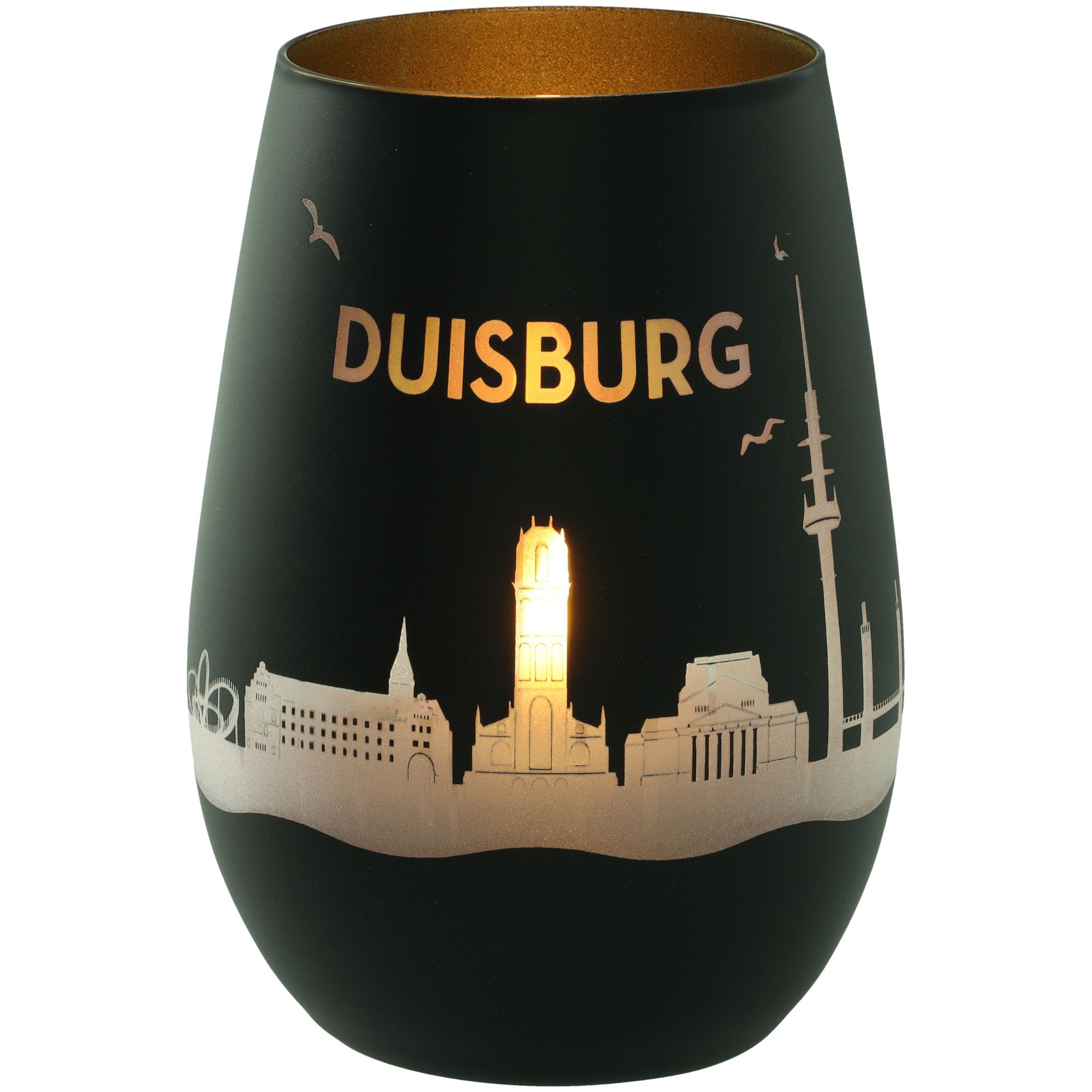 Windlicht Skyline Duisburg Schwarz/Gold Windlicht Skyline Duisburg Schwarz/Gold