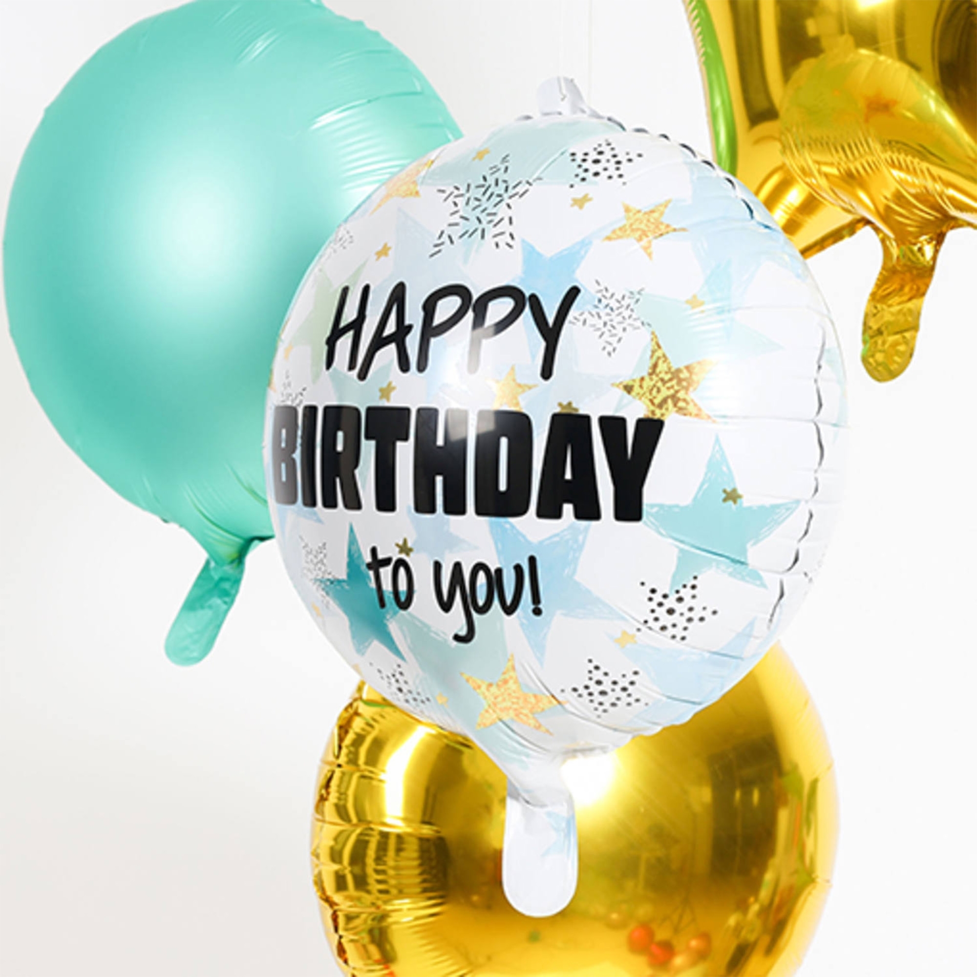 Folienballon "Happy Birthday mit Sternen" 45 cm