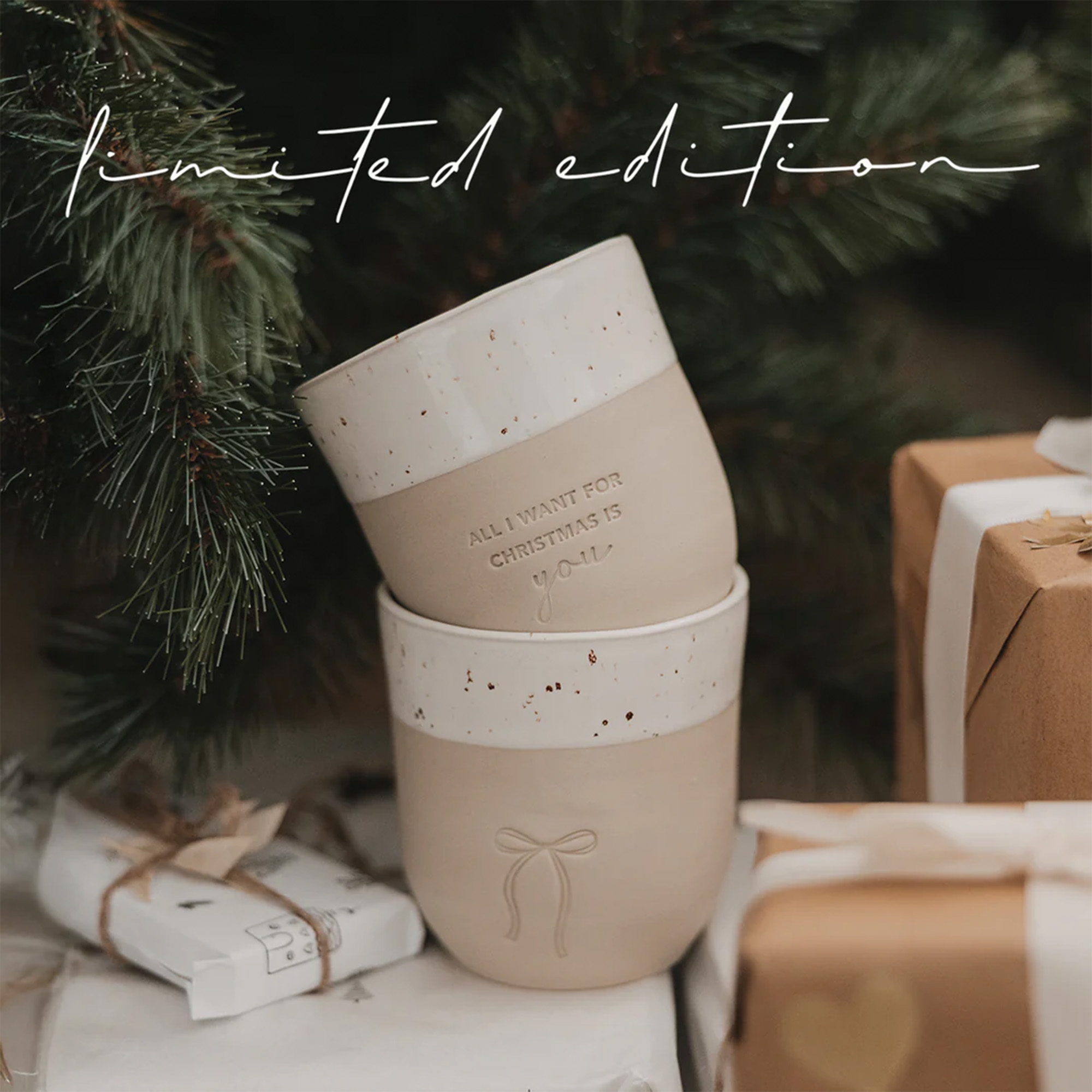 Eulenschnitt - Steingut-Becher "All i want for christmas" Limited Edition Eulenschnitt - Steingut-Becher "All i want for christmas" Limited Edition