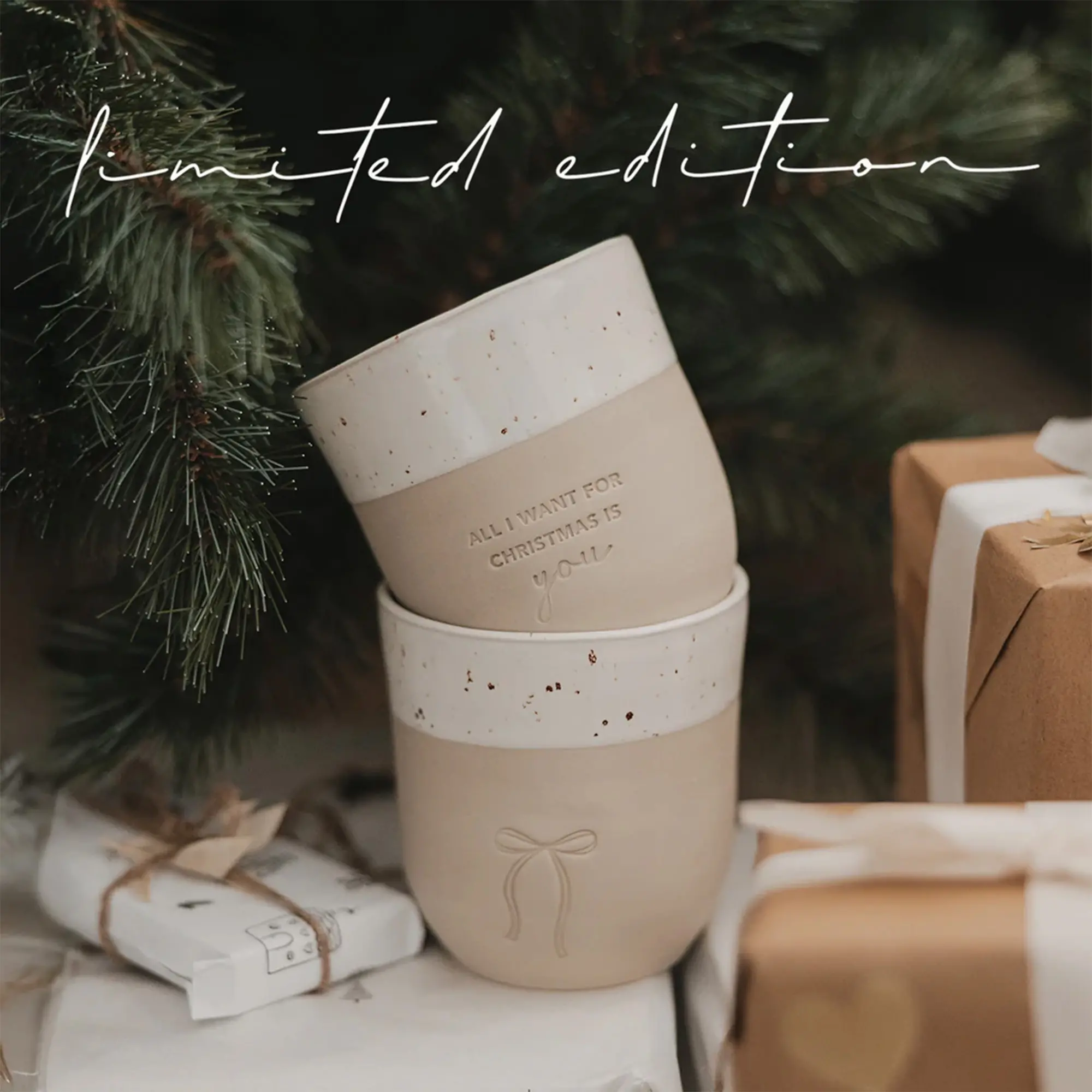 Eulenschnitt - Steingut-Becher "All i want for christmas" Limited Edition