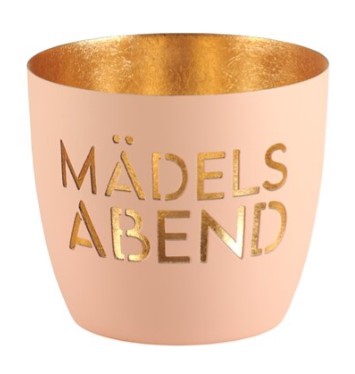 Madras Windlicht "Mädelsabend", Altrosa/Gold - M Madras Windlicht "Mädelsabend", Altrosa/Gold - M