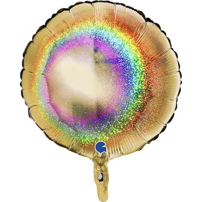 Folienballon Rund Glitter Holo Gelbgold 45cm
