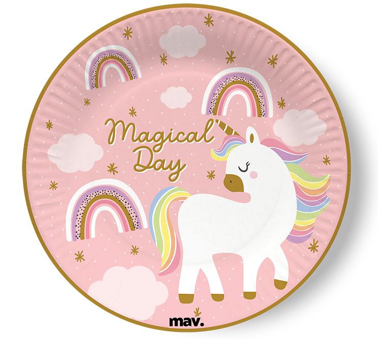 Pappteller klein Einhörner klein "Magical Day", 8 Stück Pappteller klein Einhörner klein "Magical Day", 8 Stück