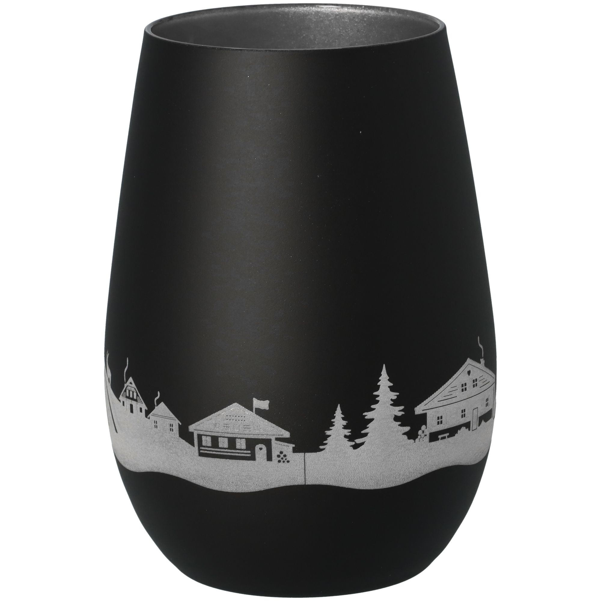 Windlicht Skyline Oberstdorf Schwarz/Silber Töpferei, Krug, Vase