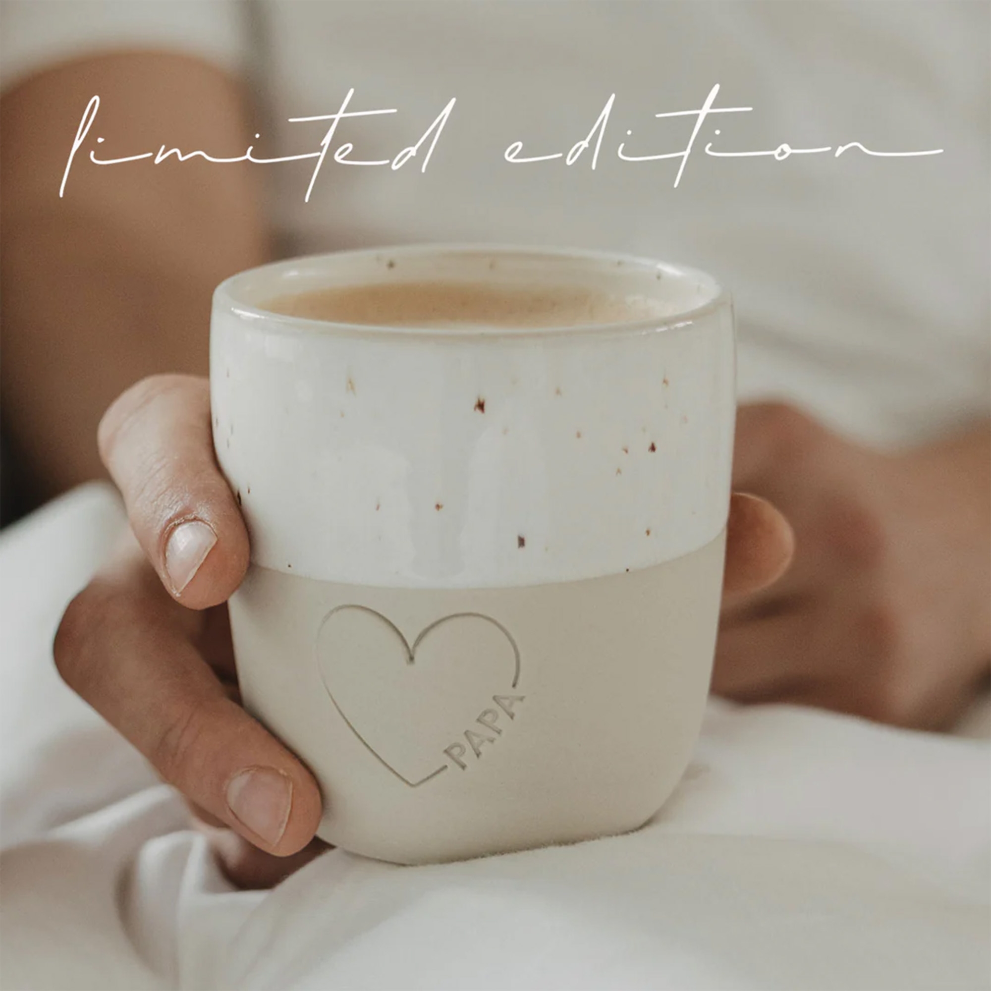 Kaffeebecher, Becher, Keramik, Herzlogo, PAPA