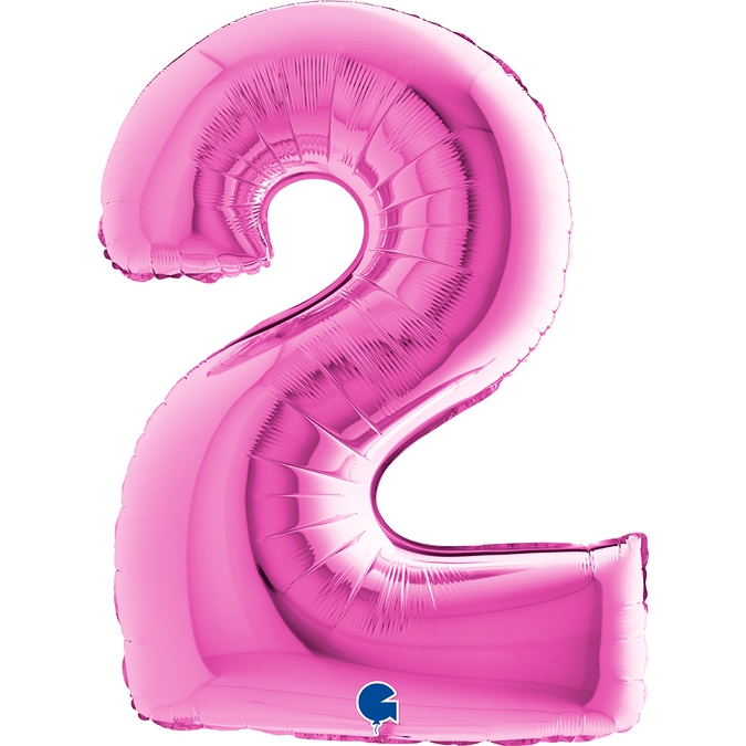 Folienballon Zahl 2 Pink 100cm Folienballon Zahl 2 Pink 100cm