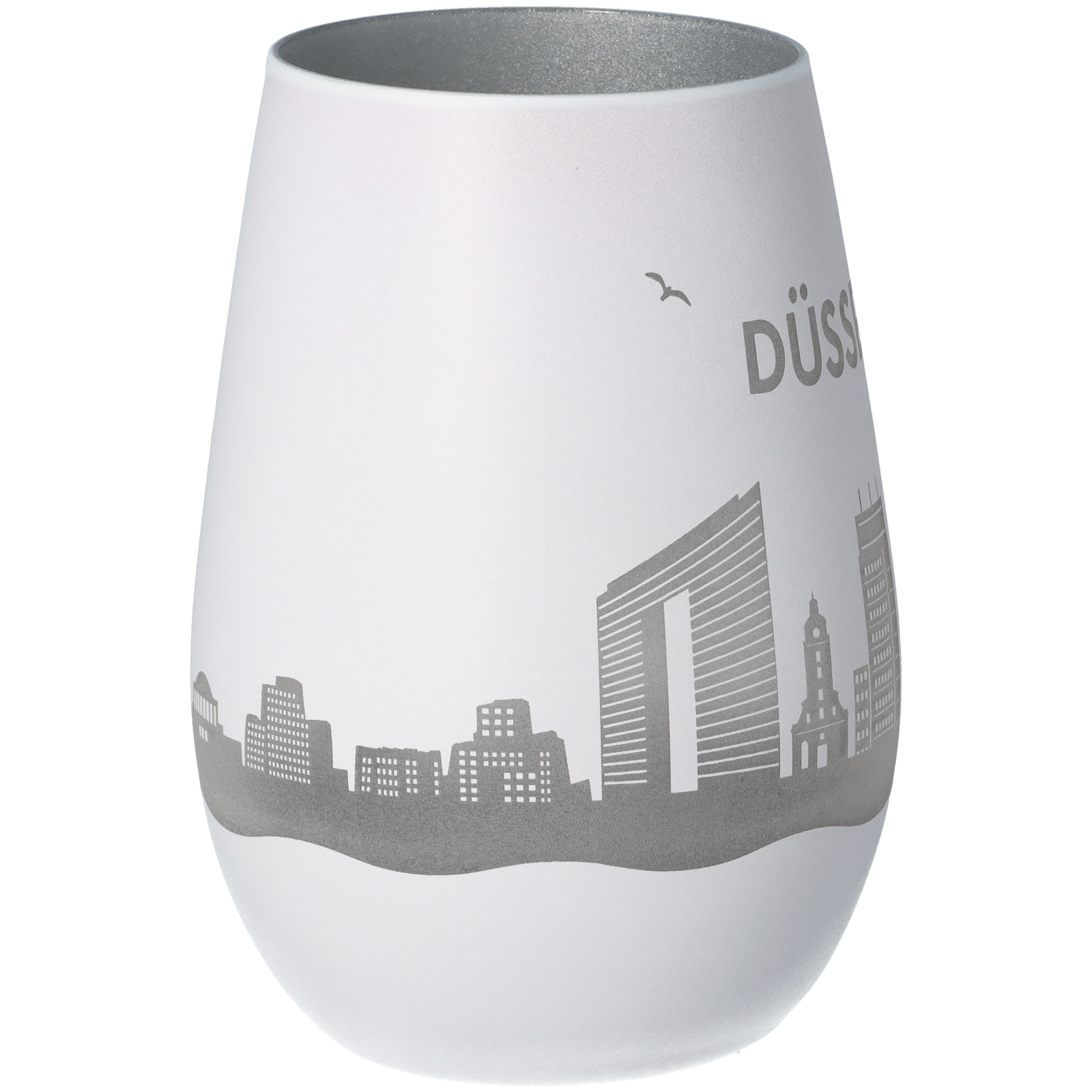 Windlicht Skyline Düsseldorf Weiß/Silber Windlicht Skyline Düsseldorf Weiß/Silber
