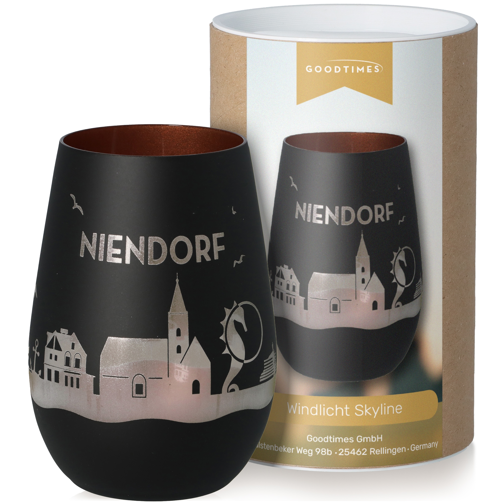 Windlicht Skyline Niendorf Schwarz/Bronze Krug, Töpferei