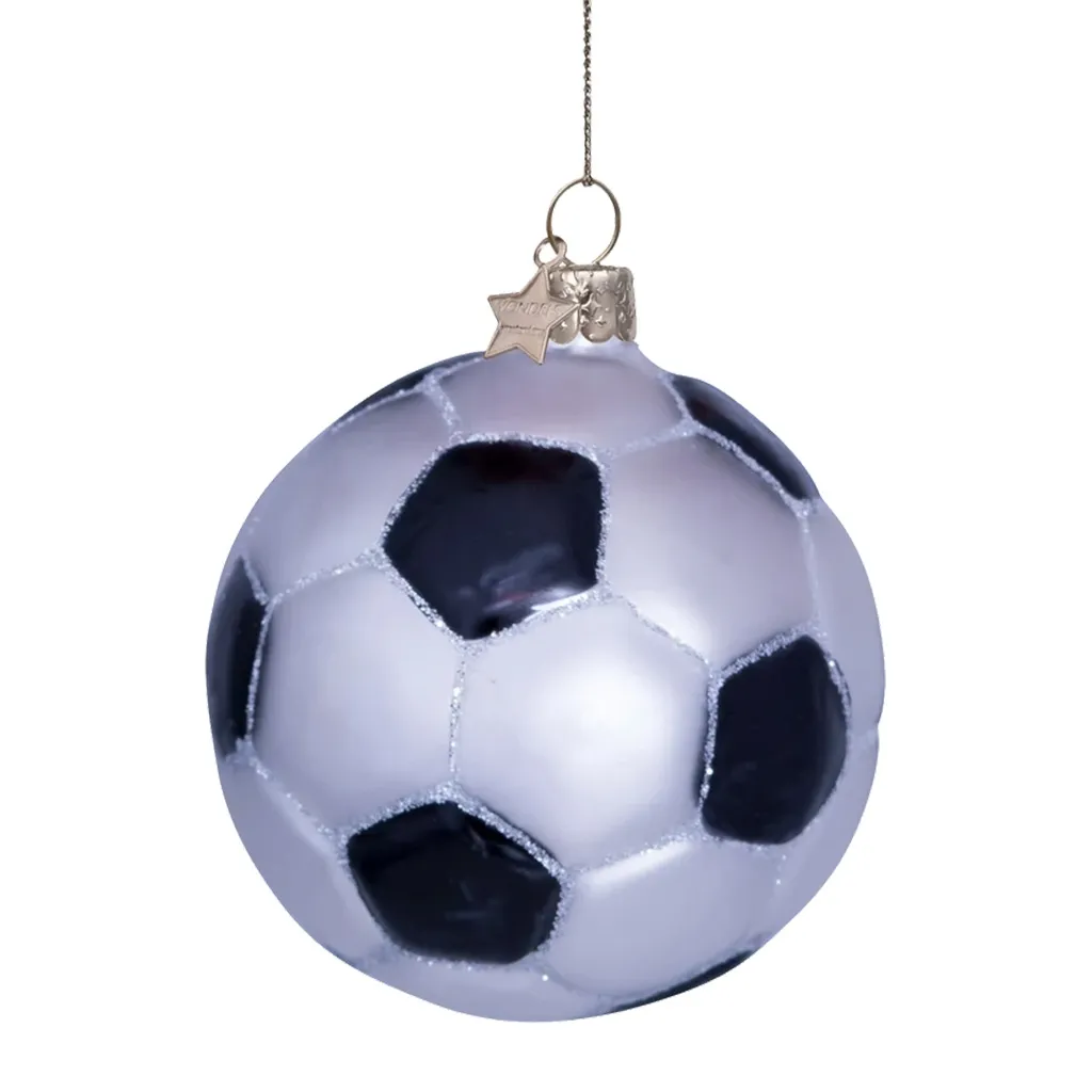 Weihnachtskugeln, Ball Ornament, Fußballmuster, Glitzer, Rundkugeln