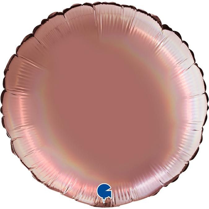 Folienballon Rund Rainbow Holo Platinum Rosé 45cm