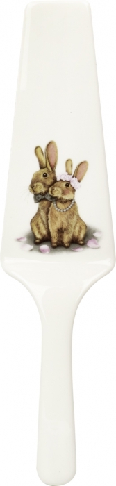 Häschen-Hochzeit - Porzellan-Tortenheber Häschen-Hochzeit - Porzellan-Tortenheber