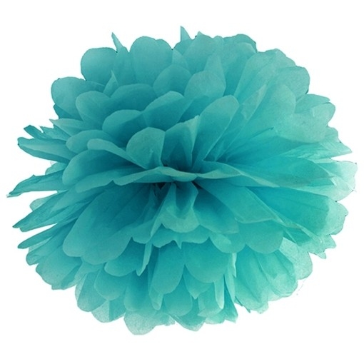 Pompom aus Papier - groß, Petrol