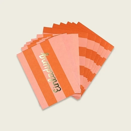 servietten, papierservietten, rosafarbene servietten, orange servietten, goldenechrift