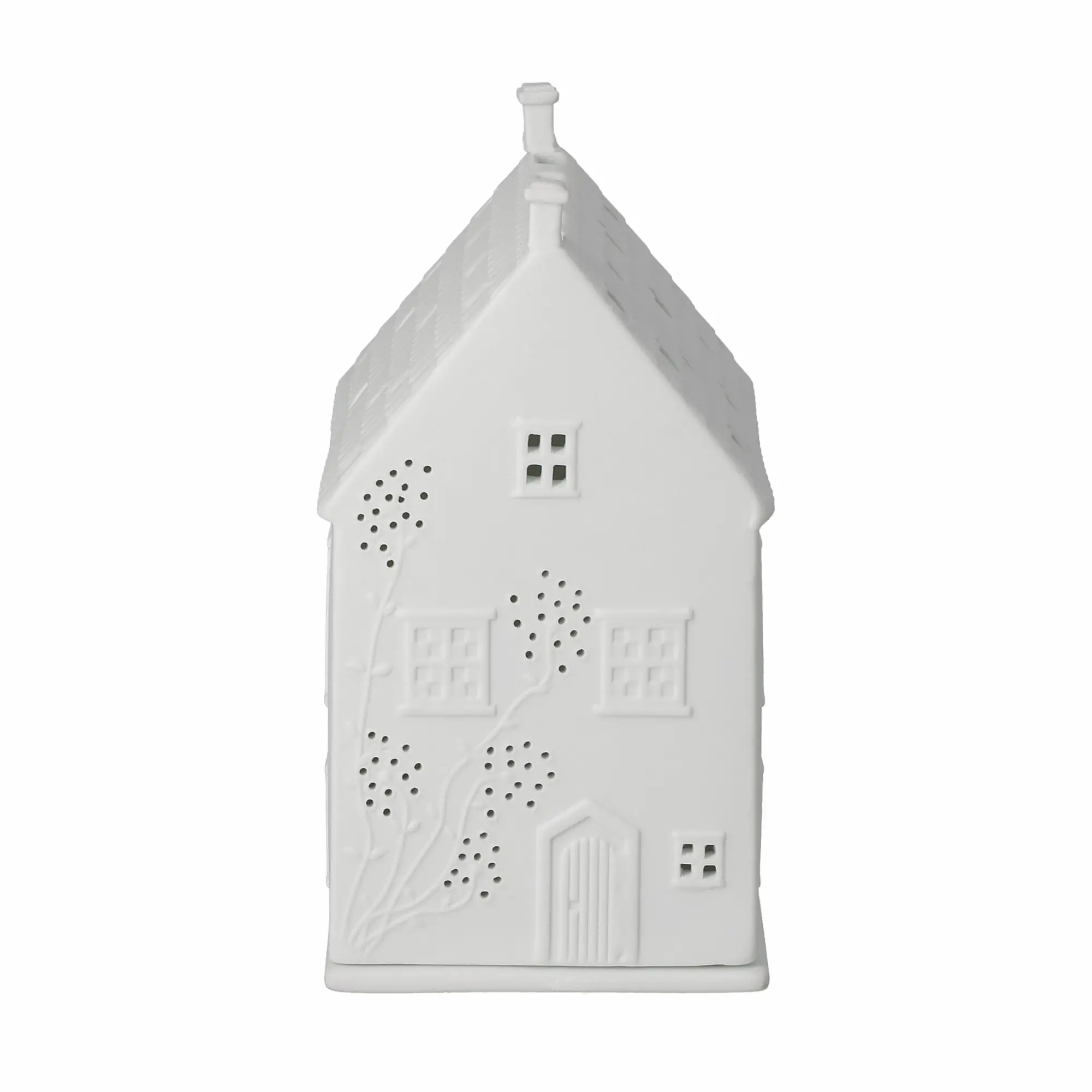 Hausfigur, Keramikfigur, Dekohaus, Porzellan, weiße Figur