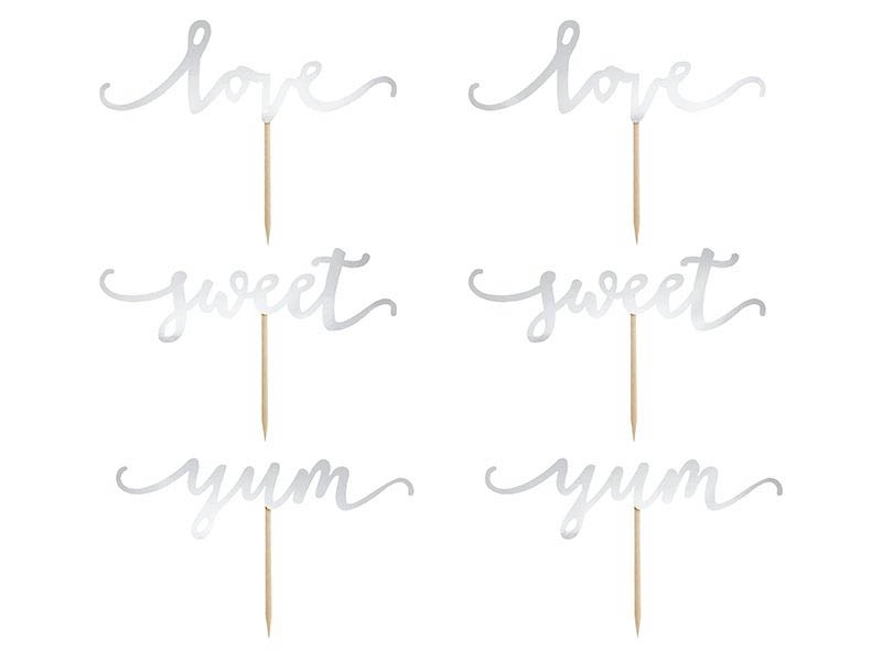 Cupcake Topper Love Silber 6 tlg. Cupcake Topper Love Silber 6 tlg.