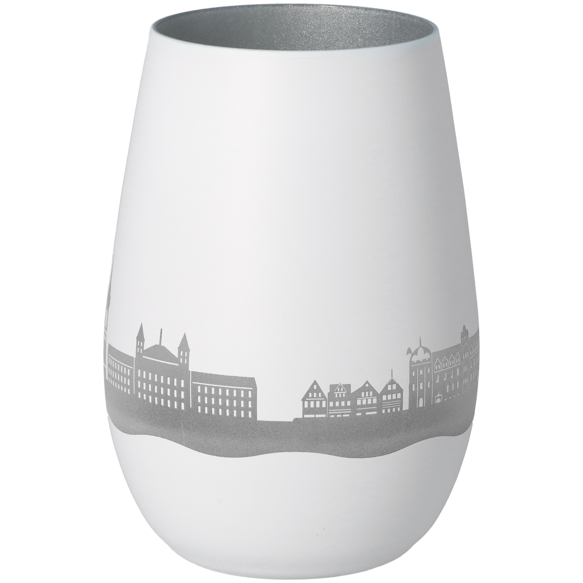 Windlicht Skyline Celle Weiß/Silber Töpferei, Krug, Vase, Porzellan, Lampe