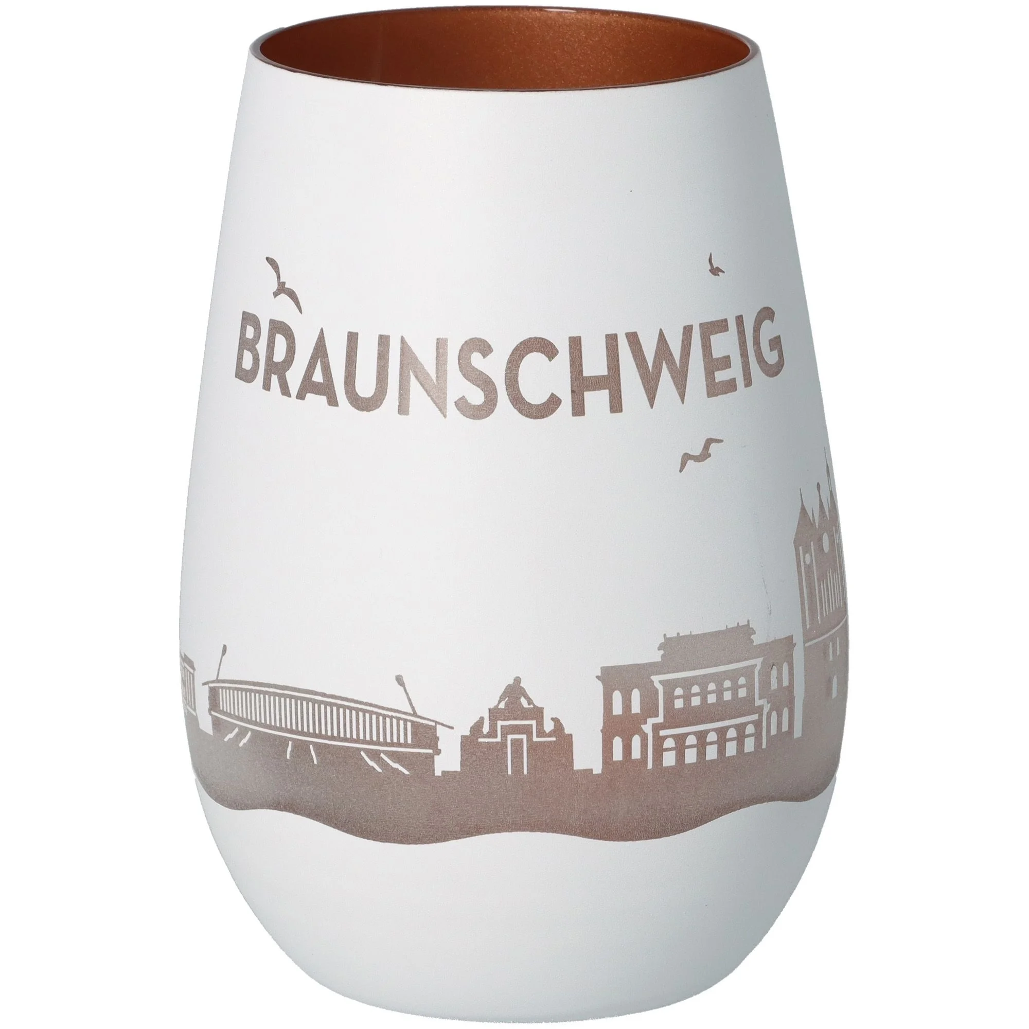 Goodtimes Windlicht Skyline Braunschweig Weiß/Bronze