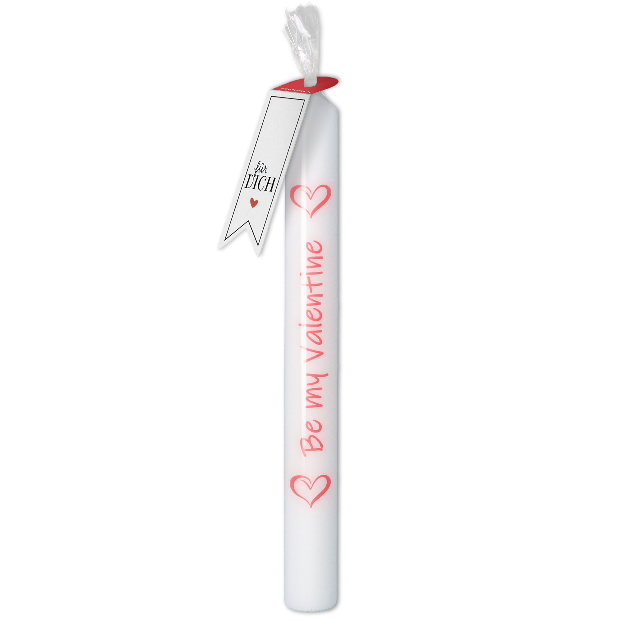 Stabkerze Weiß "Be my Valentine"