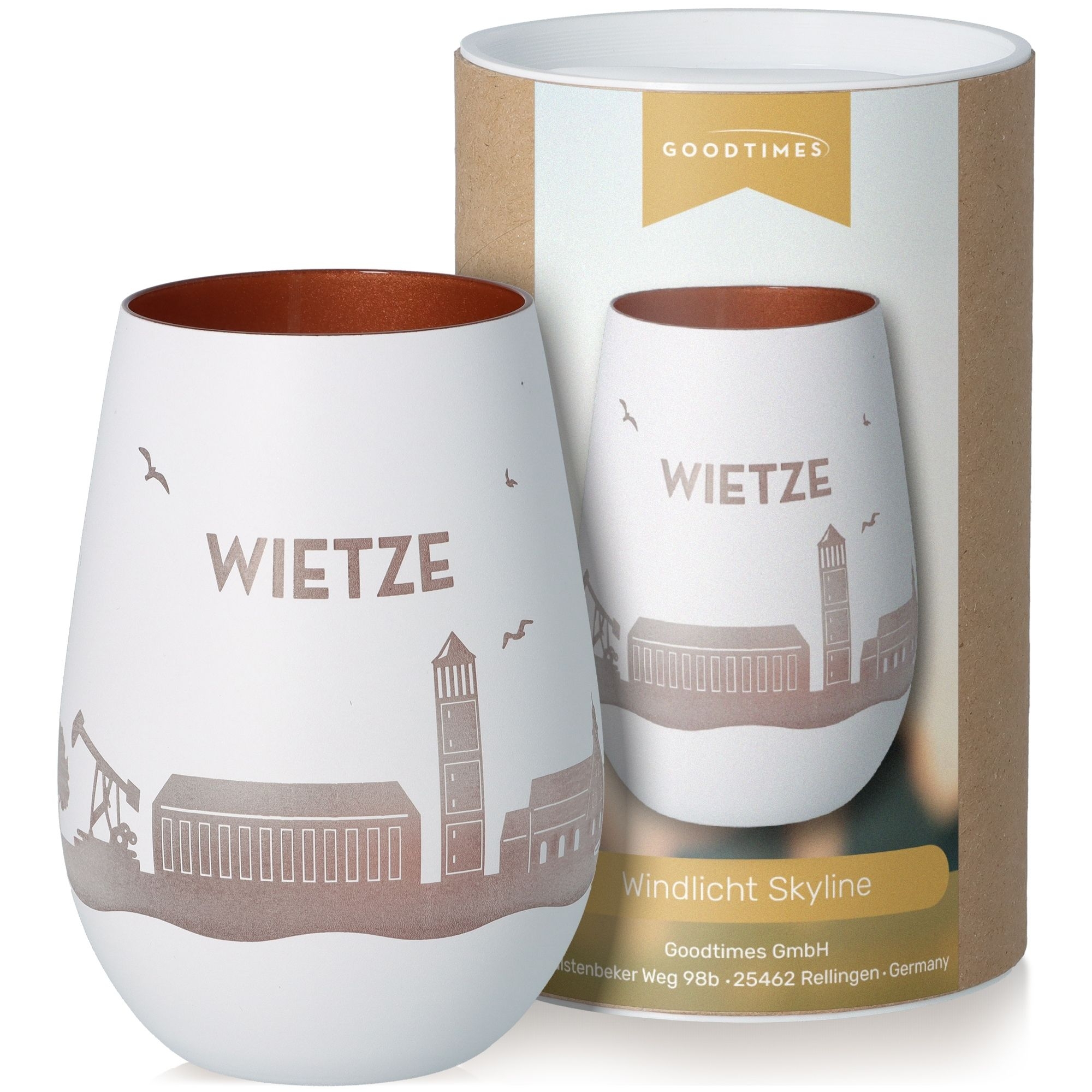 Windlicht Skyline Wietze Weiß/Bronze Töpferei, Tasse, Krug