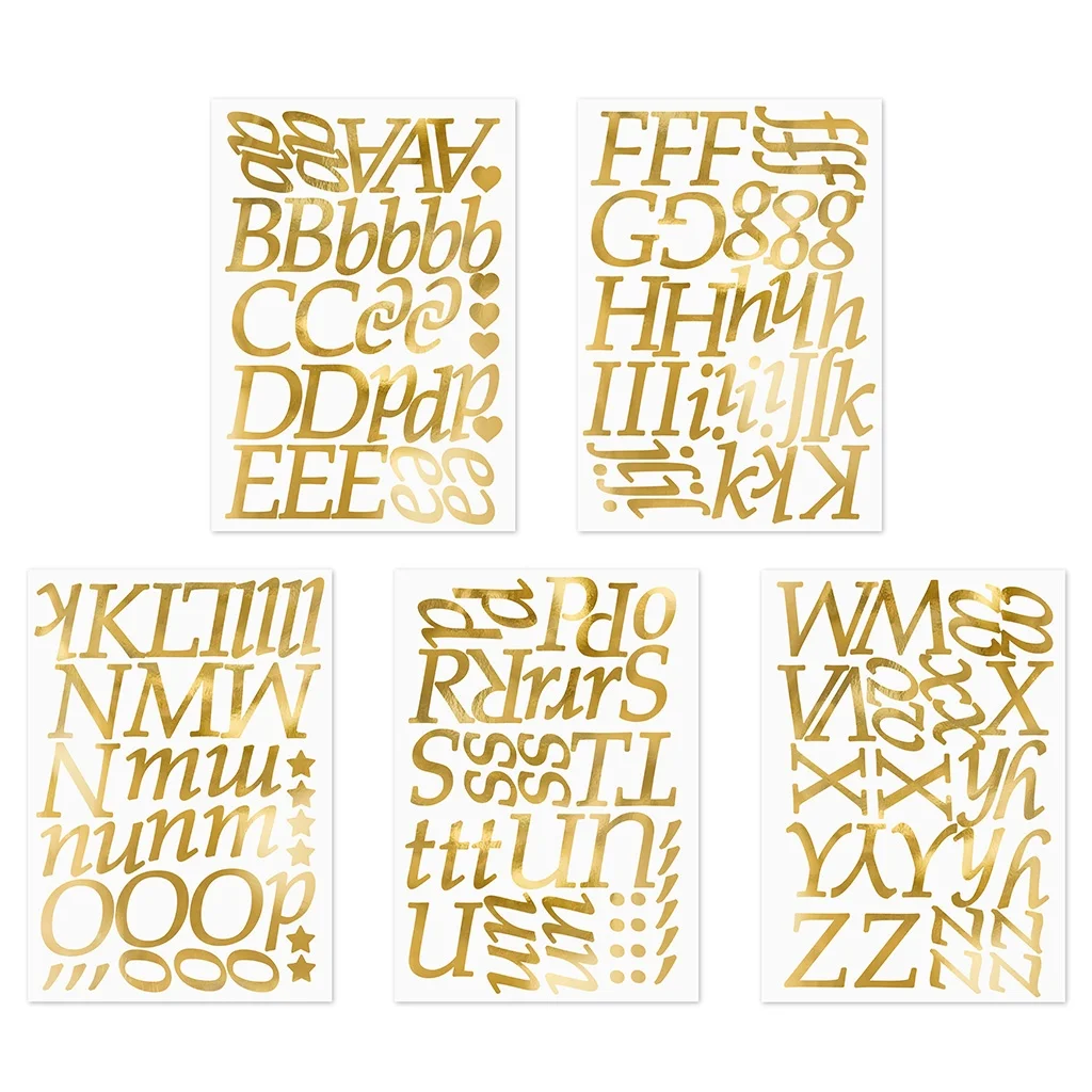 Alphabetaufkleber, Goldfolie, Buchstabenaufkleber, Großbuchstaben, Mustersatz