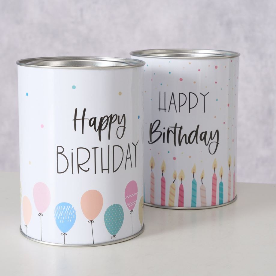 Blechspardose "Happy Birthday" Kerzen Blechspardose "Happy Birthday" Kerzen