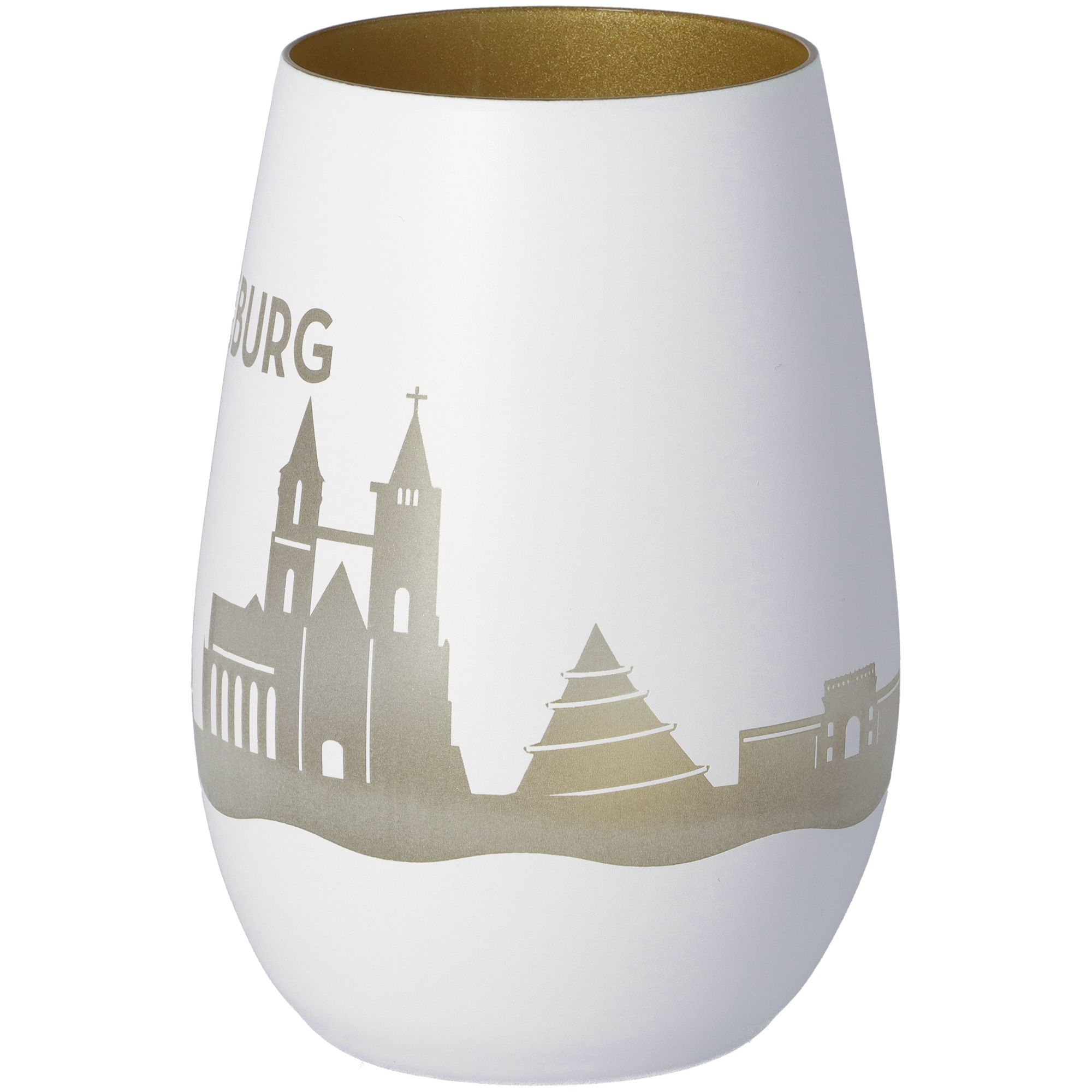 Windlicht Skyline Magdeburg Weiß/Gold Windlicht Skyline Magdeburg Weiß/Gold