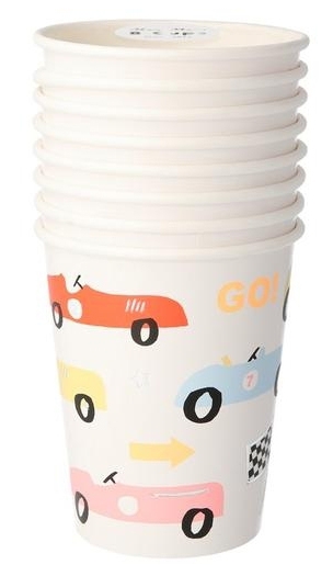Meri Meri - 8 Pappbecher "Rennauto" Meri Meri - 8 Pappbecher "Rennauto"