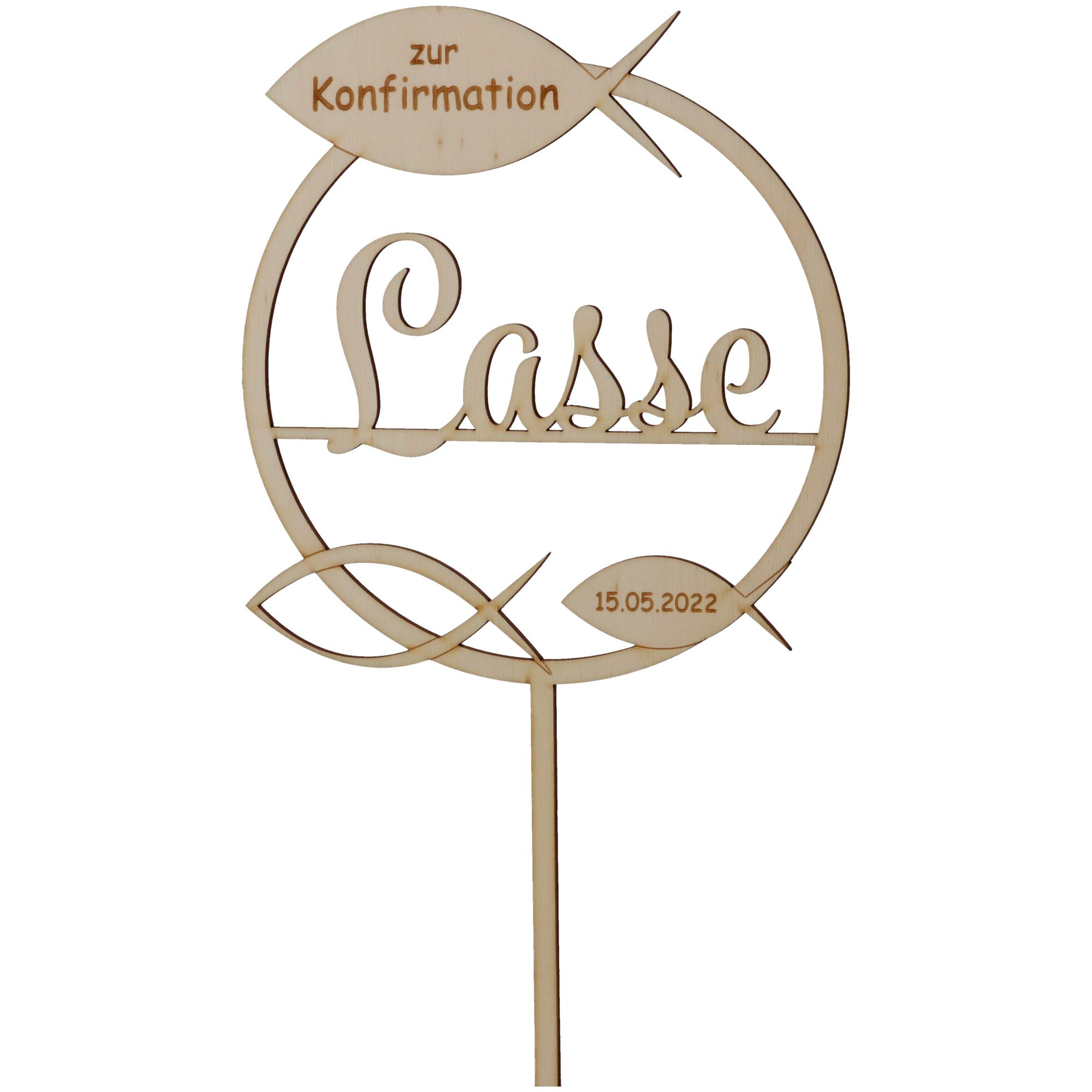 Cake Topper Konfirmation "Name & Datum" Holz Cake Topper Konfirmation "Name & Datum" Holz