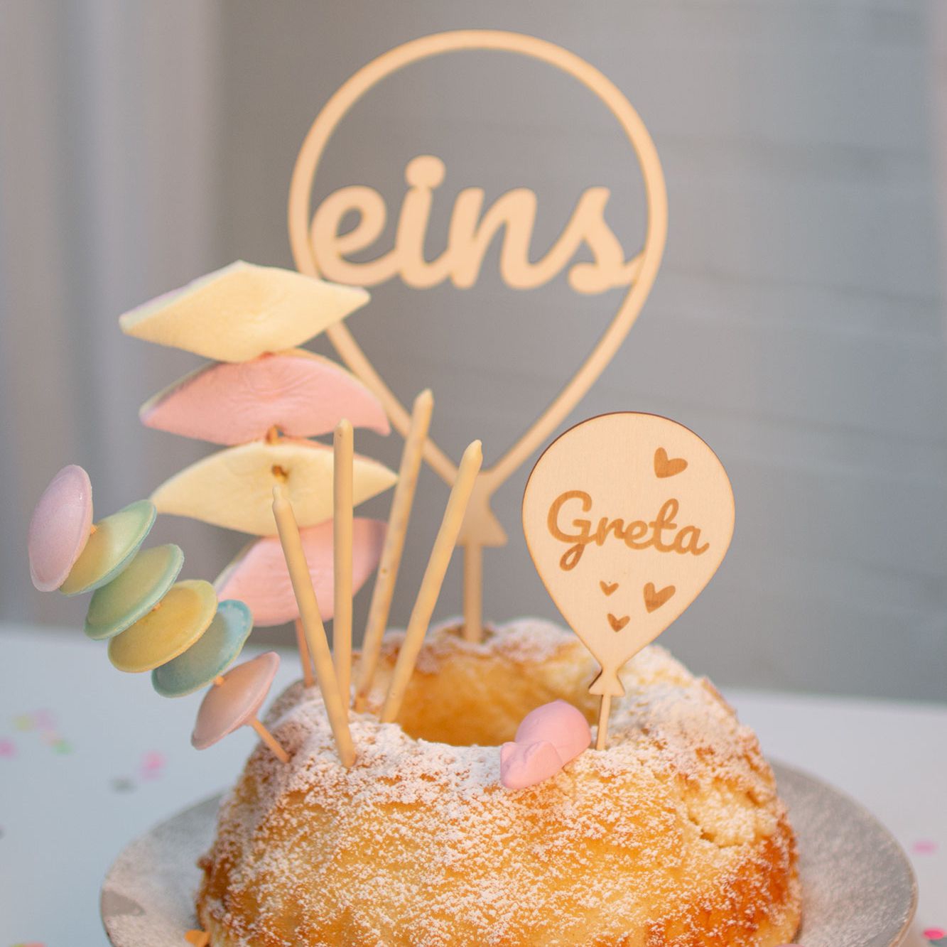Cake Topper Ballon Herz Set Zahl 1