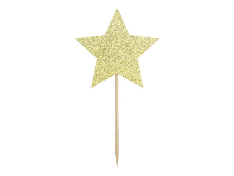 6 Cake Topper "Glitzersterne", Gold 6 Cake Topper "Glitzersterne", Gold