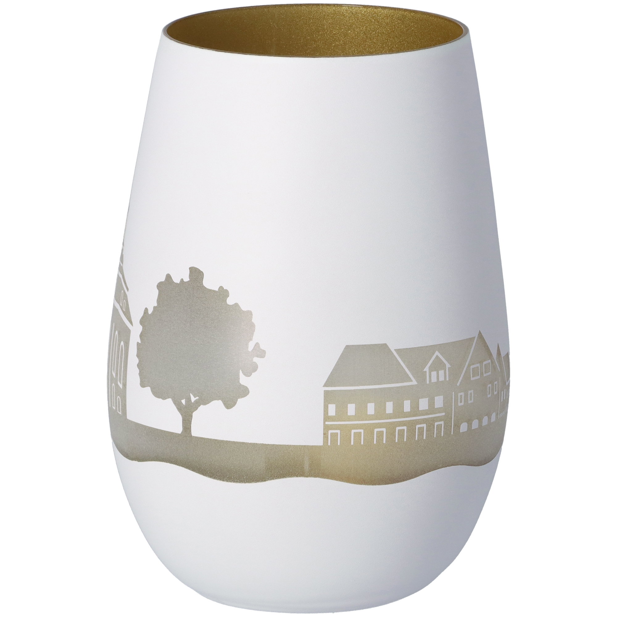 Windlicht Skyline Rellingen Weiß/Gold Windlicht Skyline Rellingen Weiß/Gold