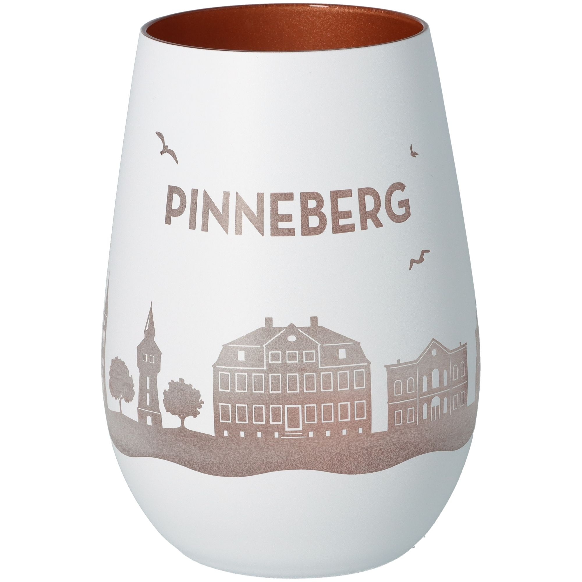 Windlicht Skyline Pinneberg Weiß/Bronze Töpferei, Krug, Vase, Porzellan, Glas