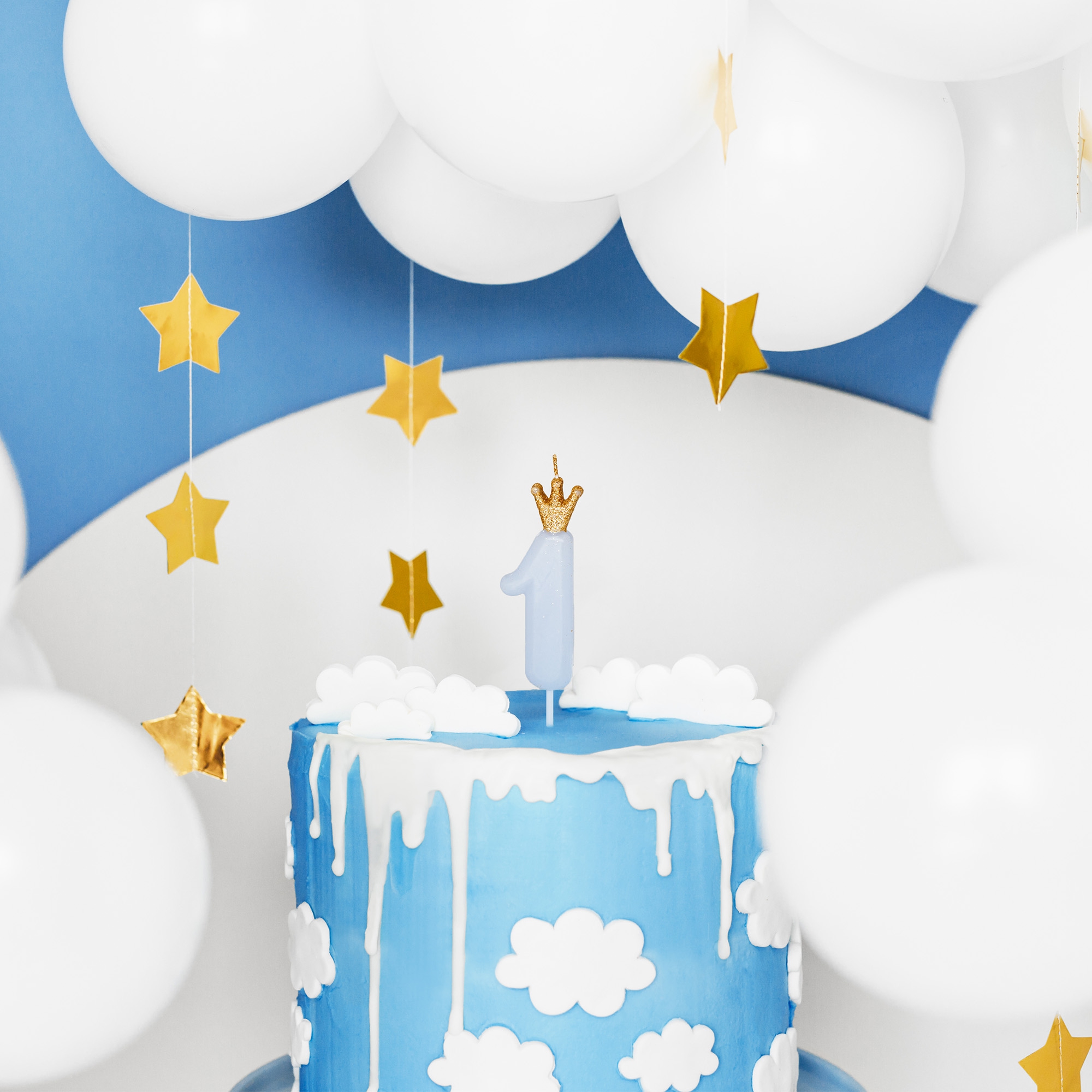 PartyDeco - Zahlenkerze "1 mit Krönchen" Pastellblau PartyDeco - Zahlenkerze "1 mit Krönchen" Pastellblau