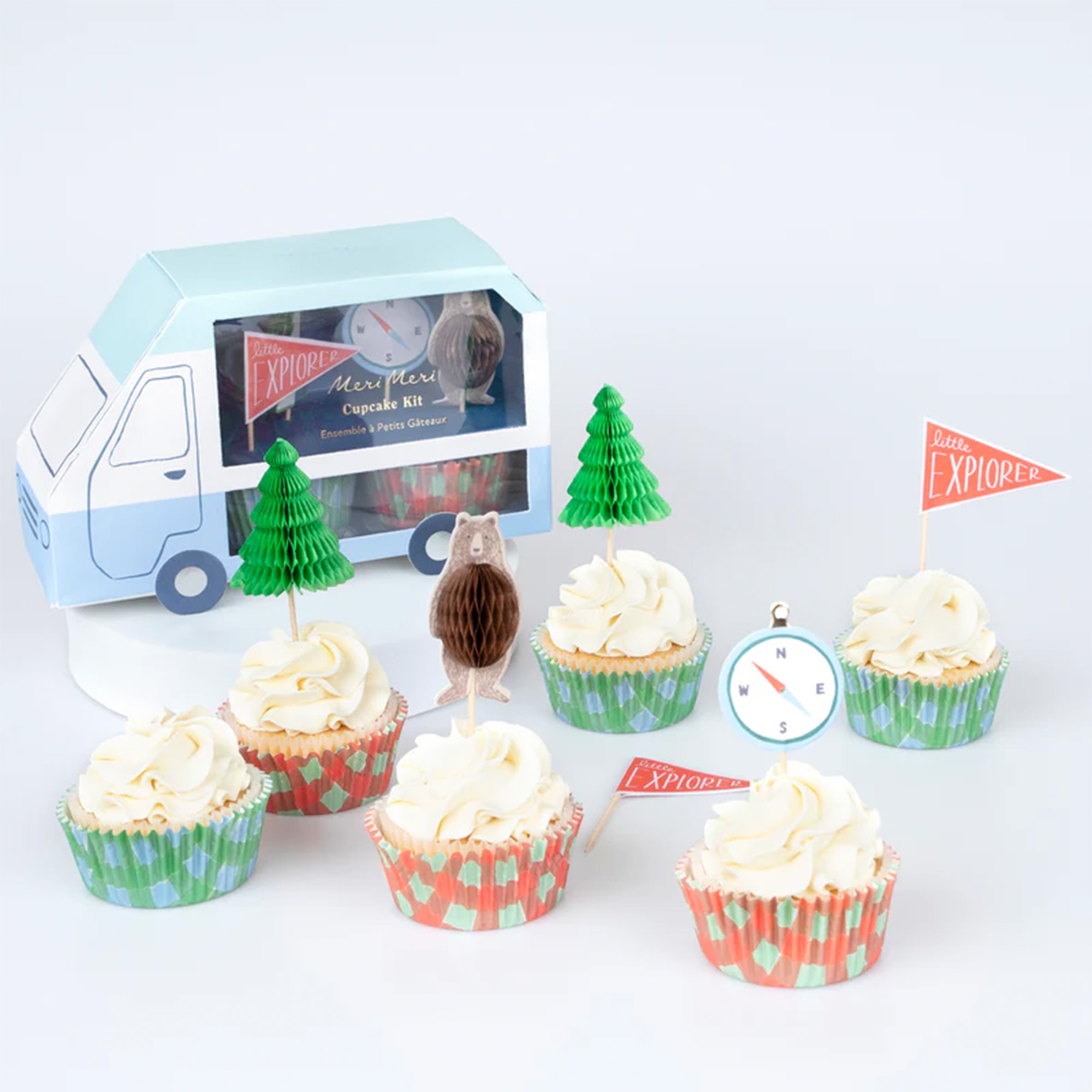 Meri Meri - Cupcake Set "Camping Adventure", 48 Teilig Torte, Sahne, Törtchen, Nachtisch, Zuckerguss