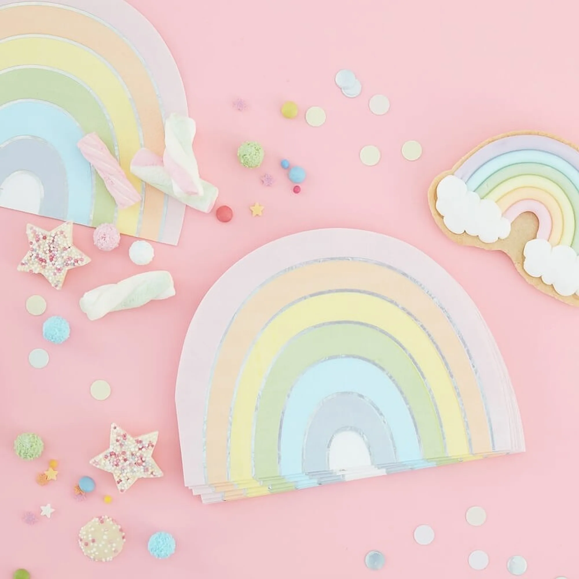 regenbogen, kuchen-deko, fondant, marshmallow, konfetti