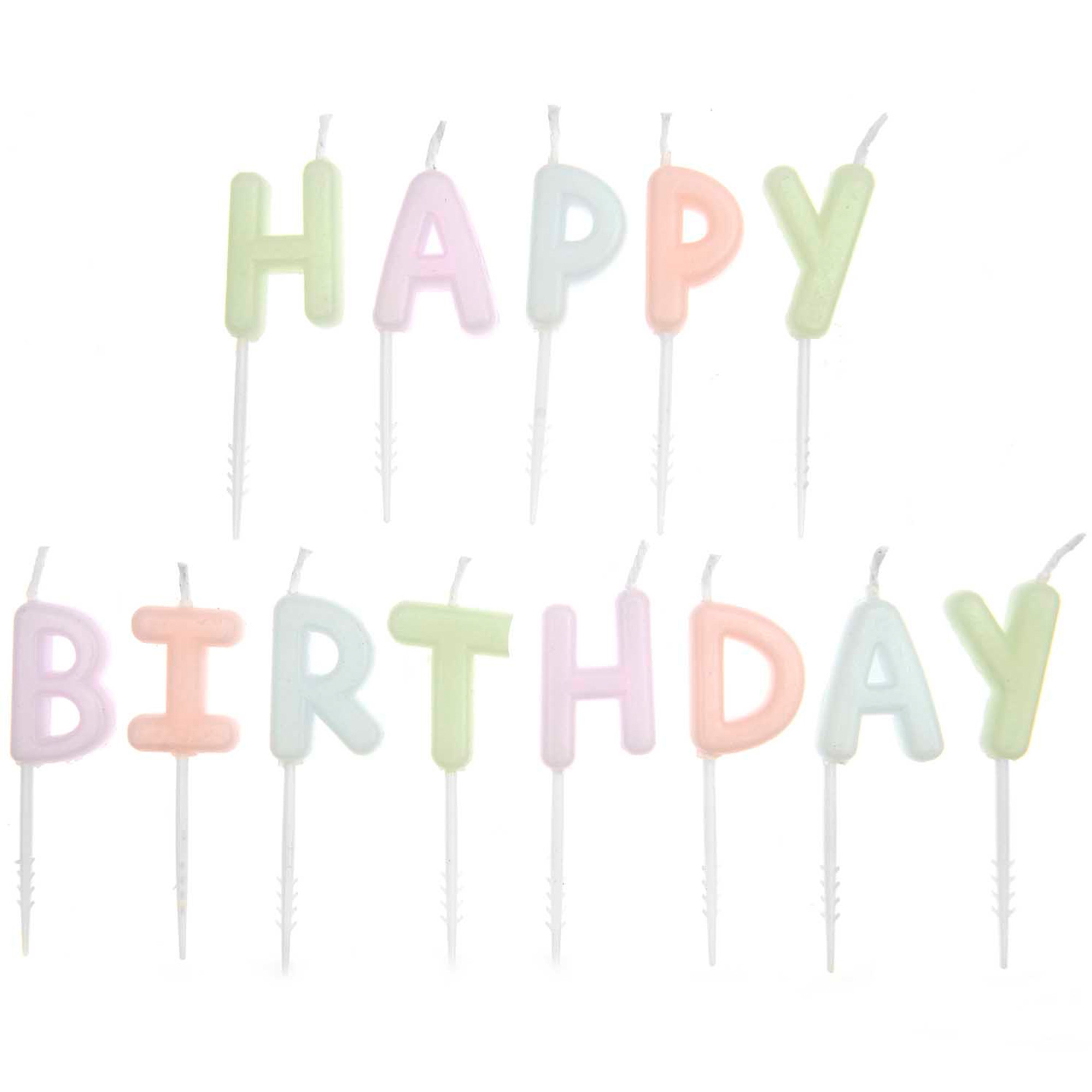 Geburstagskerzen "Happy Birthday" - Pastell