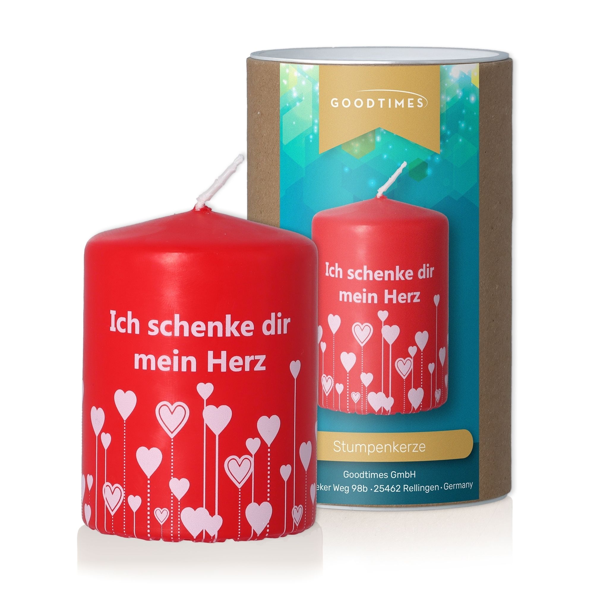 Stumpenkerze "Ich schenke dir mein Herz" Kerze