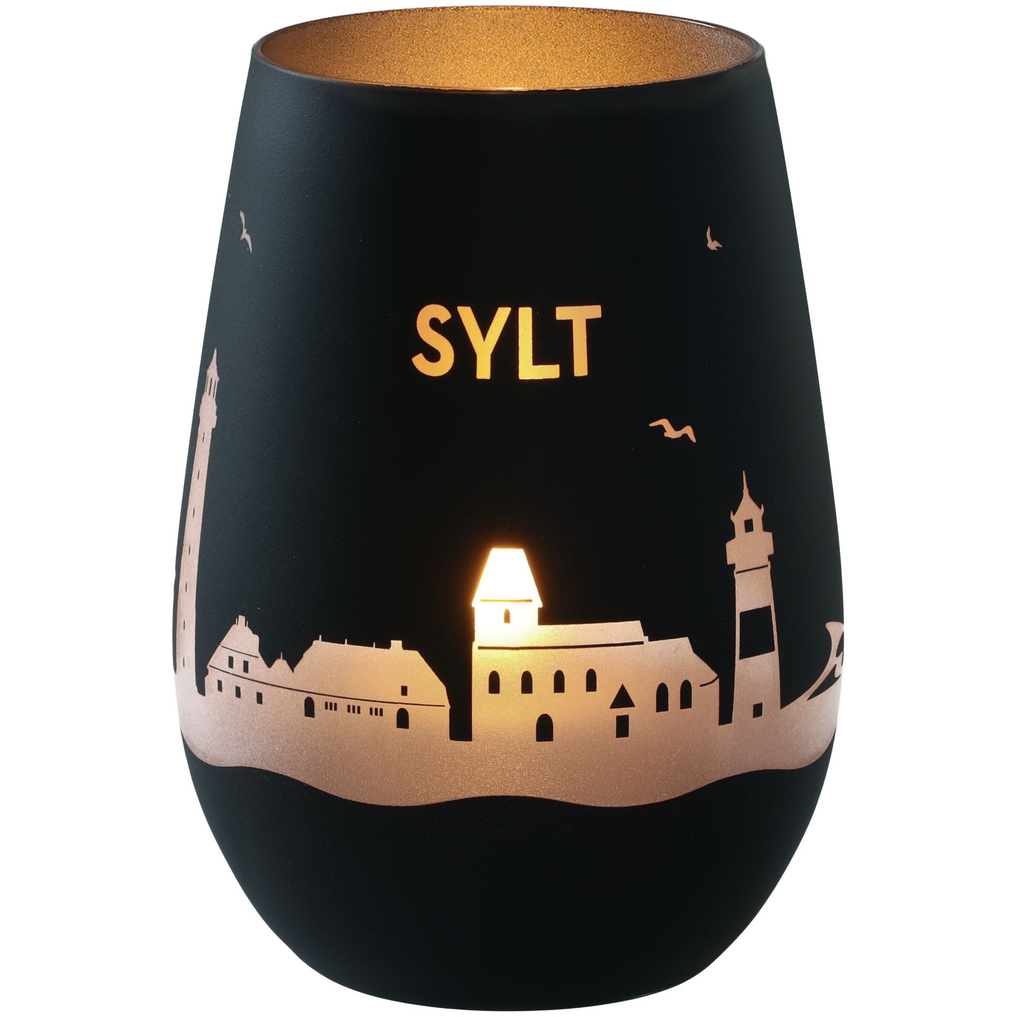 Windlicht Skyline Sylt Schwarz/Silber Lampe, Töpferei, Krug