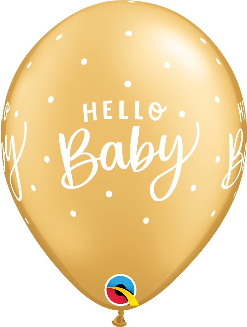 Qualatex Latexballon "Hello Baby" Dots Ø 30cm Qualatex Latexballon "Hello Baby" Dots Ø 30cm