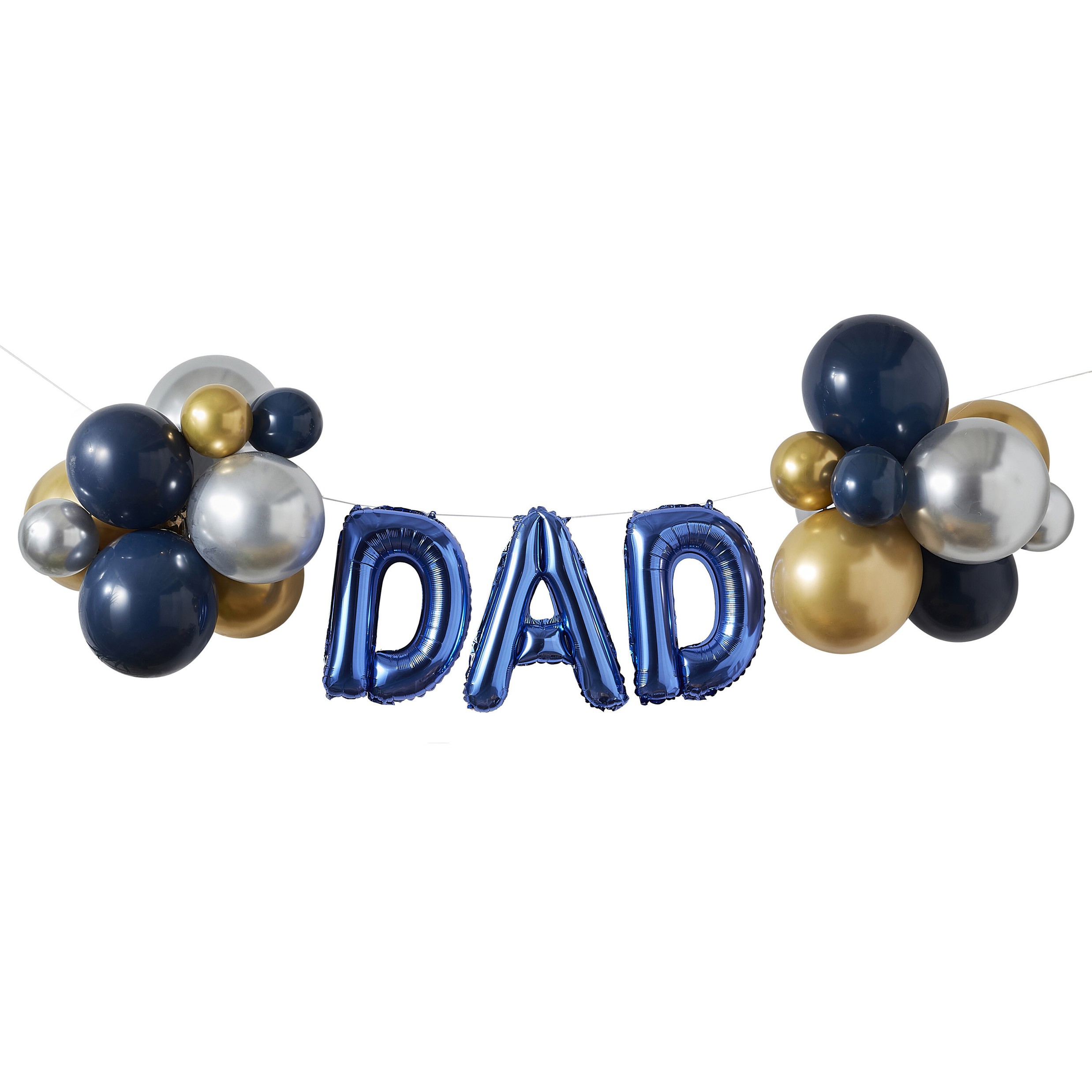 DIY Ballonset "DAD", Blau/Gold/Silber