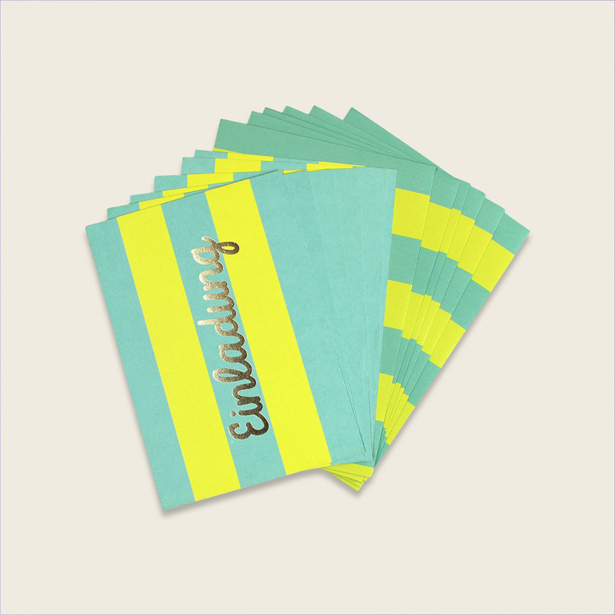 Einladungskarten Set mit Goldfolie Mint, Gelb 6 Stück Papier