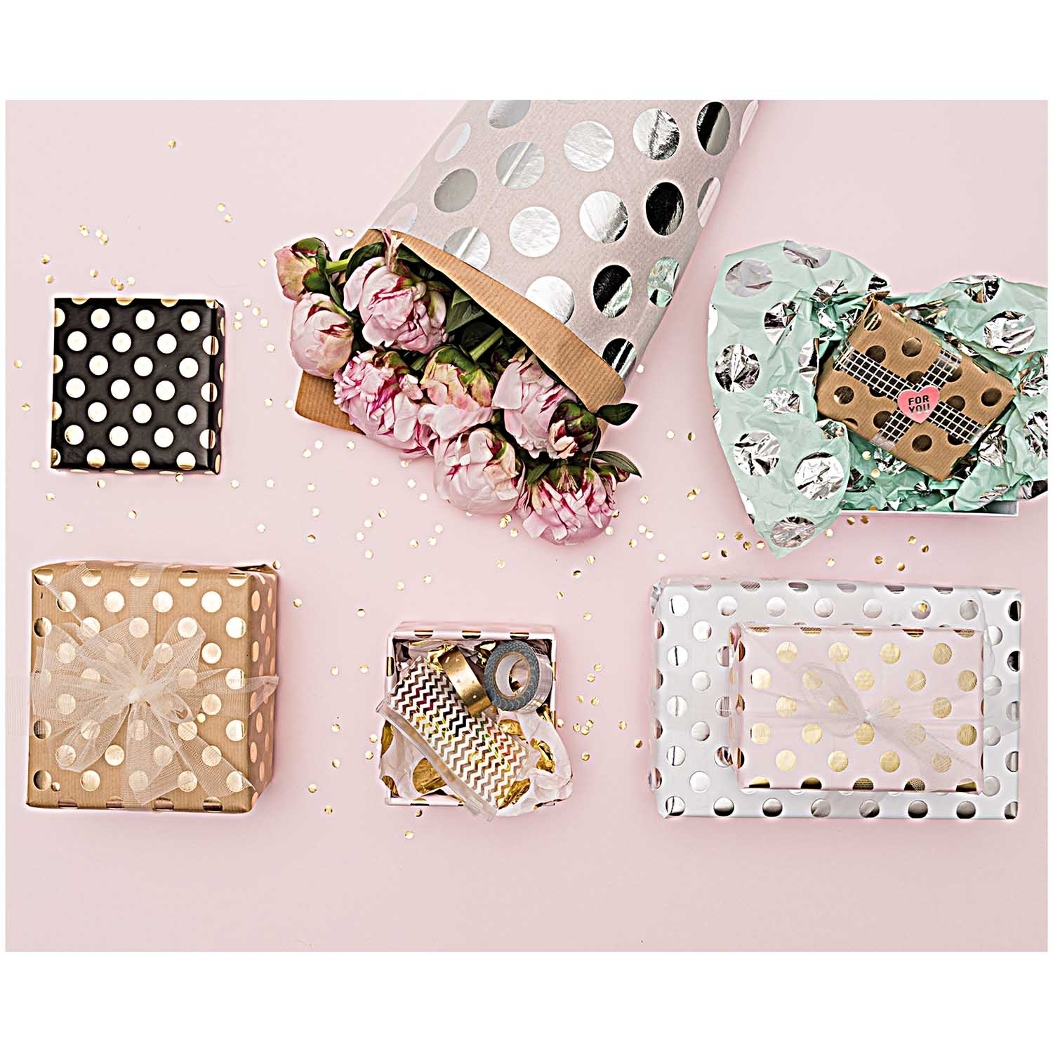 Seidenpapier Natur - Punkte Gold, 4 Bögen Seidenpapier Natur - Punkte Gold, 4 Bögen