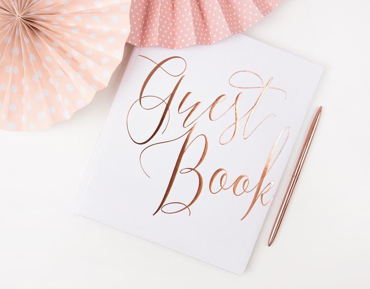 Gästebuch "Guestbook", Weiß/Roségold